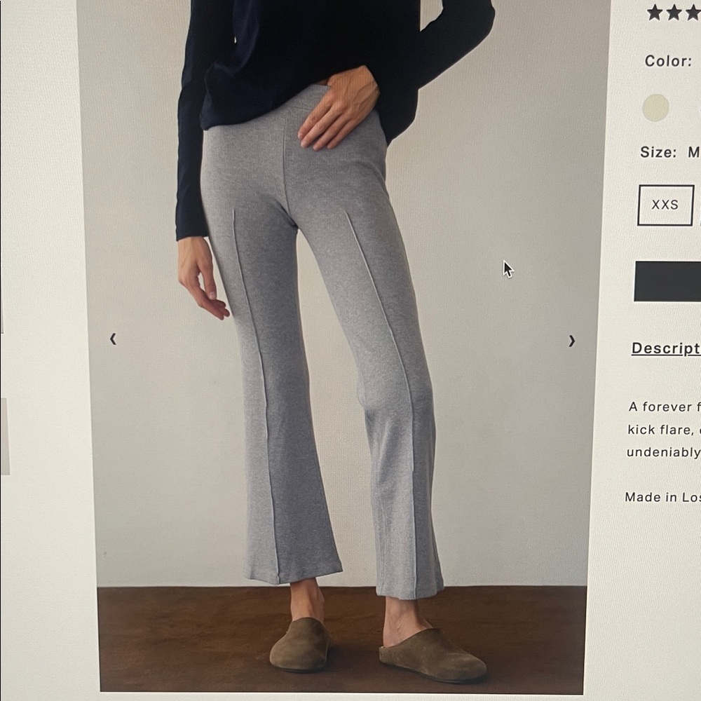 DONNI. NWT Heather Gray Boot Cut Pants-rib kick flare -size medium